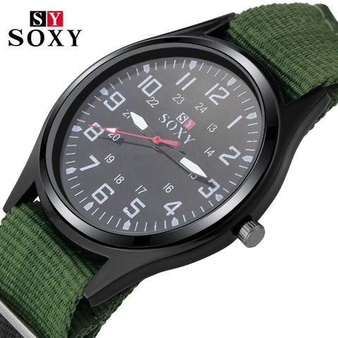 Fashion Nylon Watch Men Brand New SOXY Men's Sport Quartz Wrist Military Watches Slim Analog Masculine Hot shark style relojes ► Photo 1/6