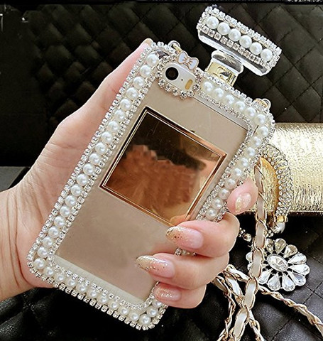 Diamond Crystal Cute Pearl Perfume Bottle Shaped Chain Handbag Case Cover for iPhone 11 12 pro max XS MAX XR 5S 6S 7 8PLUS Case ► Photo 1/6