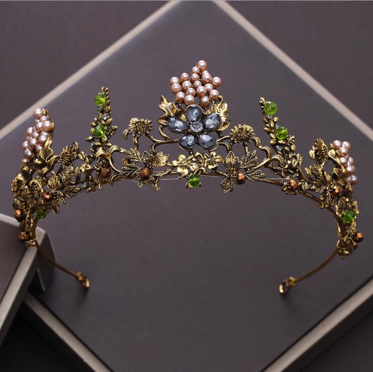 Baroque Flower Crystal Rhinestone Crown Tiaras Headband Bridal Wedding 