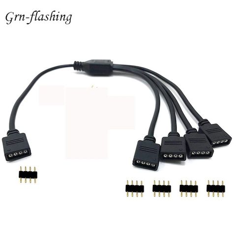 4 Pins RGB LED tape Connector 1 to 1 2 3 4 5 plug power Splitter Cable 4pin needle female Connector wire for RGB Led Strip Light ► Photo 1/6