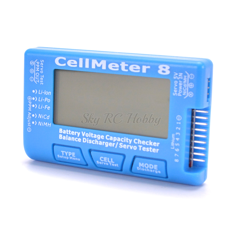 RC CellMeter 8 Digital Battery Capacity Checker Balance Discharger Servo Tester 