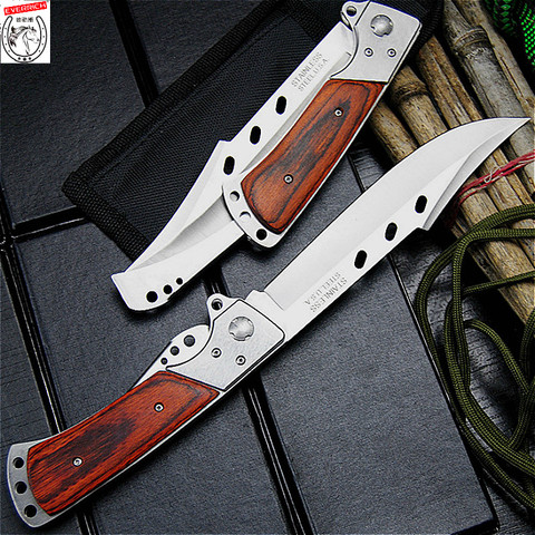 EVERRICH Stainless steel USA dovetail large folding knife color wood handle sharp folding hunting knife EDC pocket folding knife ► Photo 1/6
