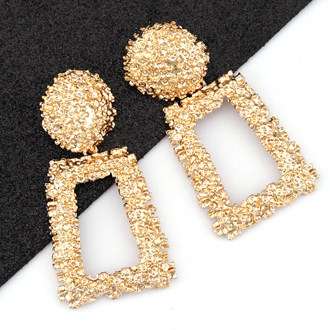 AENSOA Vintage Big Metal Drop Dangle Earrings For Women Geometric Wedding Party Jewelry Gold Large Statement Earrings 6 Colors ► Photo 1/6