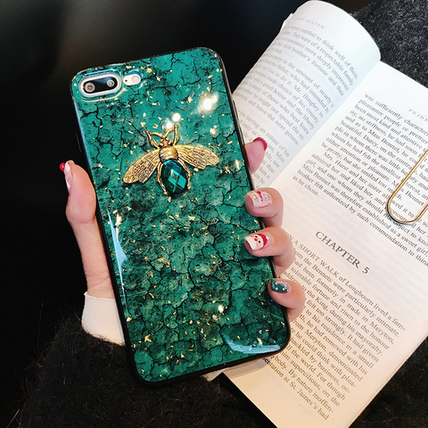Luxury Diamond Bee Marble Glitter Silicone case for iphone 7 8 6 plus X XR XS 11 Pro MAX Cover for samsung galaxy S8 S9 S10 Note ► Photo 1/6