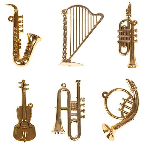 Mini Plastic Musical Instrument Good Gift For Friends Collecting Gold Christmas Tree Hanging Xmas Decor ► Photo 1/6