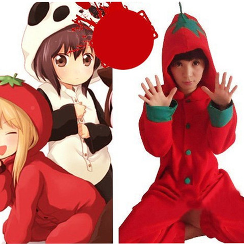 HKSNG Women Adult Winter Cartoon Red Tomato Pepper Kigurumi Footed Pyjamas Onesie Pajamas Cosplay Costume ► Photo 1/2