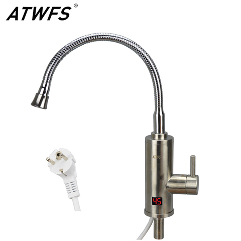 ATWFS Stainless Steel Instant Hot Faucet Instantaneous Water Heater Kitchen Hot Tap Tankless Heaters 220v 3000w Digital Display ► Photo 1/6