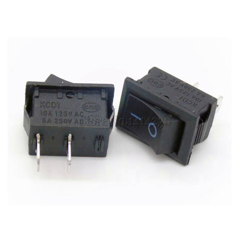 10Pcs Push Button Switch 15x21mm SPST 2Pin 6A 250V 10A 125V KCD1-101 Snap-in On/Off Rocker Switch 15MM*21MM Black ► Photo 1/2