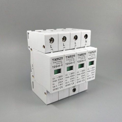 AC SPD 3P+N 20KA~40KA C ~385V  House Surge Protector protection Protective Low-voltage Arrester Device ► Photo 1/6