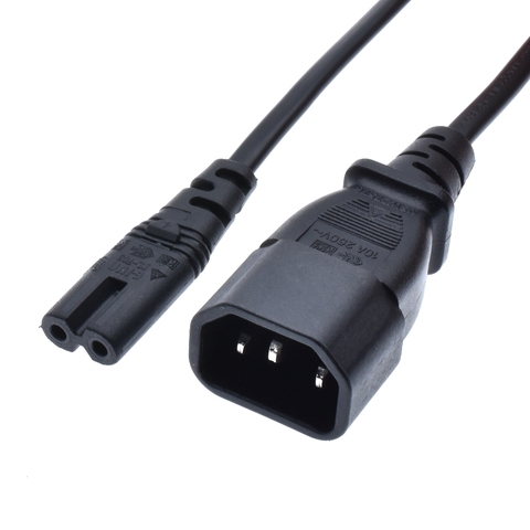 IEC 320 C14 to C7 Extension Power Cord ,IEC C13 to C7 Exchanger Cord,IEC 3P Male to 2P Female  Power Extension Cable,1m/3ft ► Photo 1/5