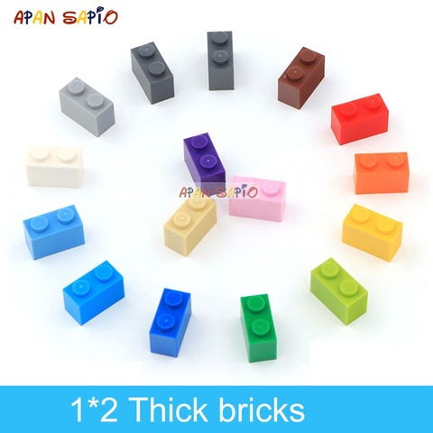 100pcs DIY Building Blocks Thick Figures Bricks 1x2Dots Educational Creative Size Compatible With lego Plastic Toys for Children ► Photo 1/6