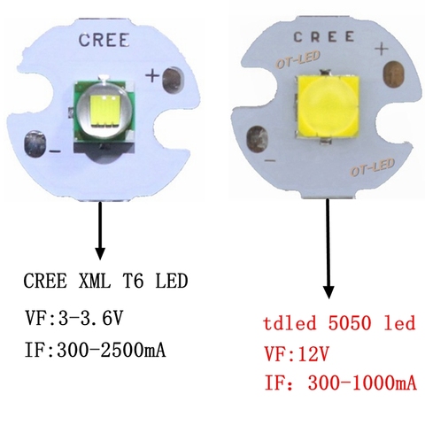 5PCS CREE XML XM-L T6 LED U2 10W WHITE Warm White High Power LED 5050 12V Emitter Diode with 12mm 14mm 16mm 20mm PCB for DIY ► Photo 1/6