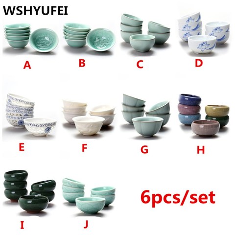 6 sets Chinese ceramic cups fish cups blue and white  teapot small porcelain tea bowl tea cup teaset accessories drink Drinkware ► Photo 1/6