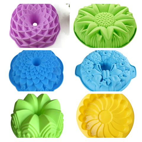 Silicone Big Cake Molds Flower Crown Shape Cake Bakeware Baking Tools 3D Bread Pastry Mould Pizza Pan DIY Birthday Wedding Party ► Photo 1/5