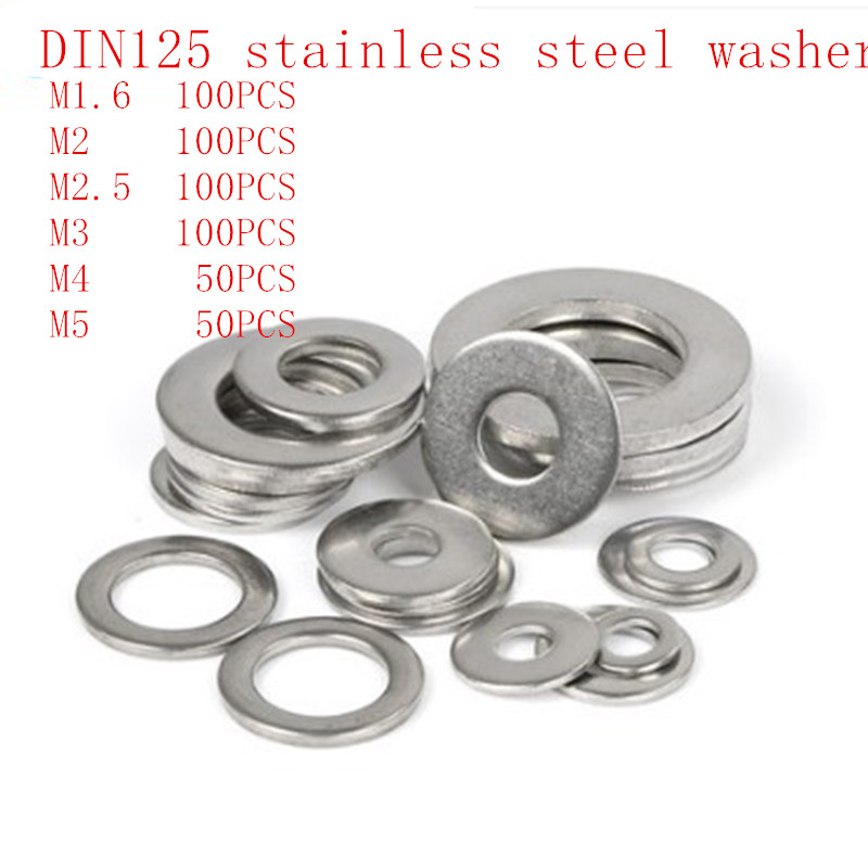 500pcs M3 304 Stainless Steel Flat Washer Plain Washer Flat Gasket Ring DIN125 