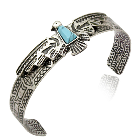 Vintage Gold Silver Antique Carve Eagle Navajo bracelets for Women Bangles Pulseiras Cuff Native American Indian Men Jewelry ► Photo 1/6