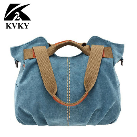 KVKY Brand Hot Fold Casual Tote Women's Handbag Shoulder Crossbody Bags Canvas High Capacity Bag for Women Female bolsa feminina ► Photo 1/6