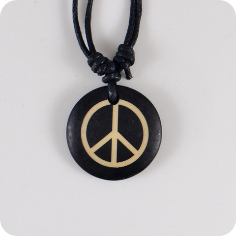 Peace Sign yak bone Carving Pendant Necklace Amulet Lucky Gift Tribal Fashion Jewelry ► Photo 1/4