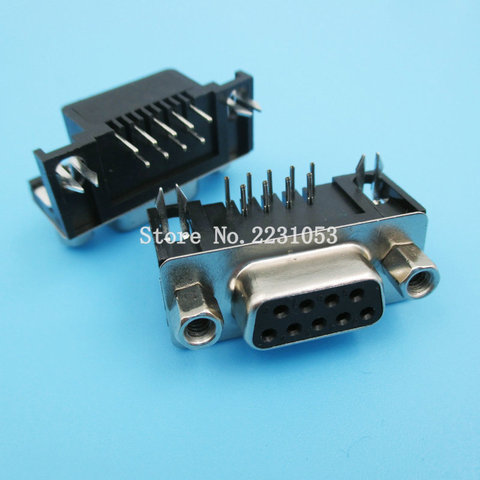 5PCS/LOT DB9 Female PCB Mount, D-Sub 9 pin PCB Connector,RS232 Connector 90-degree bent needle DR9 ► Photo 1/1