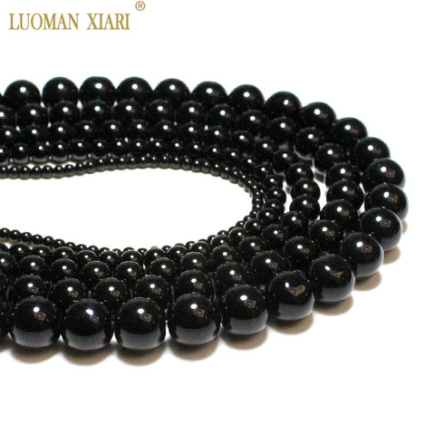 Wholesale Black Onyx Round Natural Stone Beads For Jewelry Making DIY Bracelet Necklace 4/6/8/10/12/14 mm Strand 15'' ► Photo 1/6