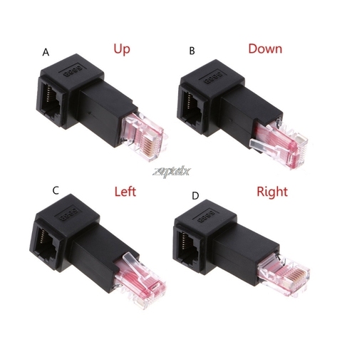 Multi-angle RJ45 Cat 5e Male to Female Lan Ethernet Network Extension Adapter Up/Down/Right/Left Angled Z09 Drop ship ► Photo 1/6