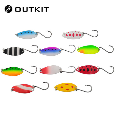 OUTKIT 10pcs Mix Colors 4.1cm 6.5g Fishing Spoon Lure Swim Bait Isca Artificial Trout Lure Pesca Fishing Tackle Truite Spoons ► Photo 1/6