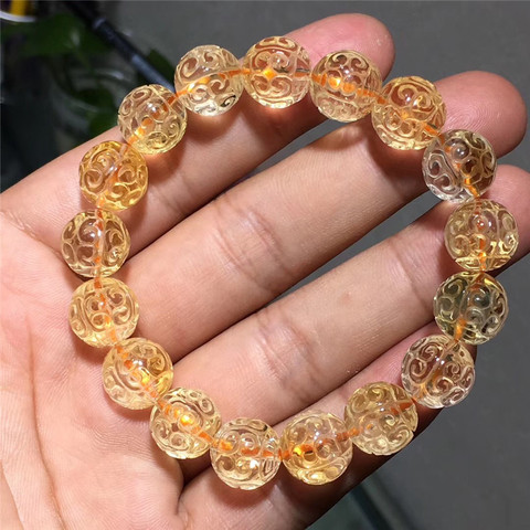 12.5mm Genuine Natural Citrine Quartz Bracelet Yellow Gemstone Loop Beads Bracelet Wealthy Men Anniversary Love New Gift AAAAA ► Photo 1/1
