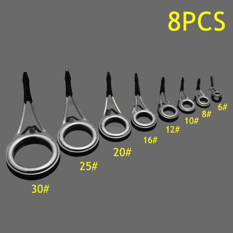 8pcs 8 Size Fishing Rod Guide Tip Top Ring Circle Pole Repair Kit