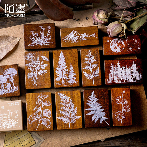 Vintage Forest Herbaceous Plants Moon decoration stamp wooden rubber stamps for scrapbooking stationery DIY craft standard stamp ► Photo 1/5
