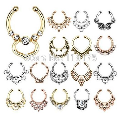 316 L Surgical Steel Zircon Fake Nose Ring Hoop Ring Nose Body Jewelry Fake Septum Rings Non- Piercing ► Photo 1/6