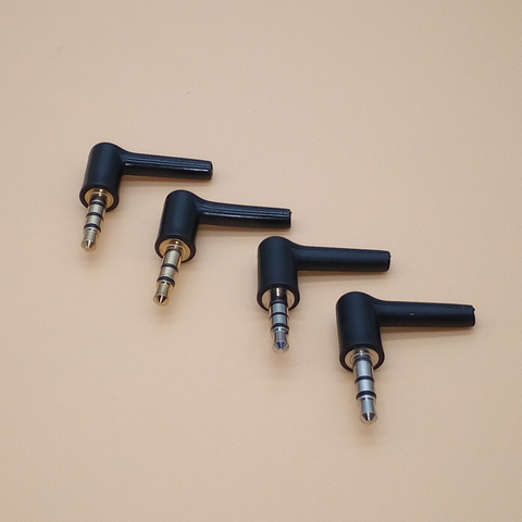 4Pcs/lot 3.5mm stereo headset plug jack 3 4 pole Nicke/Gold Plated 90 Degrees Black Audio Plugs Jack Adaptor Connector DIY ► Photo 1/1