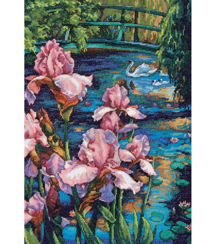 Gold Collection Counted Cross Stitch Kit Iris and Swan in the Lake Pond Flower dim 70-35264 35264 ► Photo 1/1