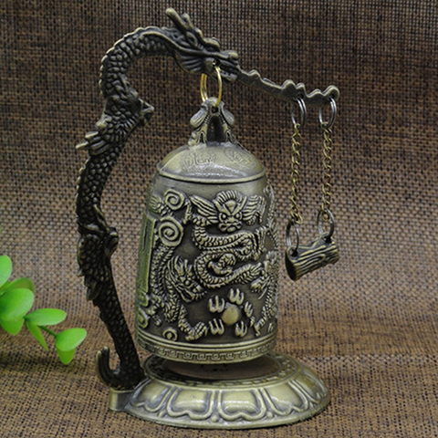 Lock Dragon Carved Buddhist Good Luck Bells Geomantic for Meditation Altar Dragon Carved Buddhist Bell Altar Supplies Metal ► Photo 1/6
