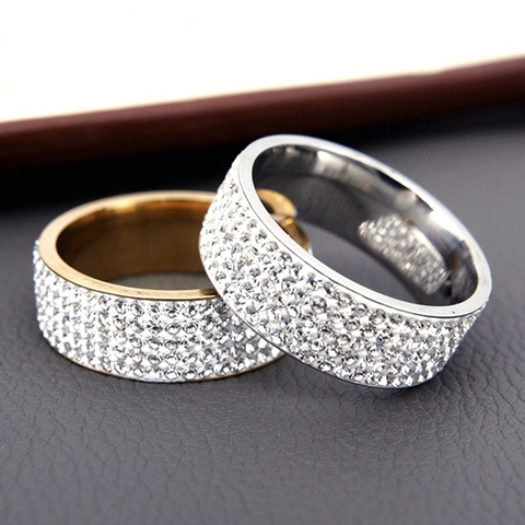 Hot Sale Vintage Retro Style Steel Ring for Women 5 Row Clear Crystal Jewelry Fashion Stainless Steel Engagement Wedding Rings ► Photo 1/5