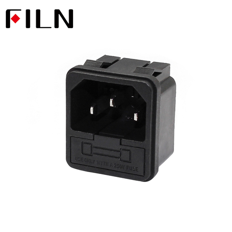 FL-AC-11  1PC 3-PIN IEC320 C14 Male Power Cord Inlet Socket Receptacle Connector With Fuse Holder 250V 10A ► Photo 1/1