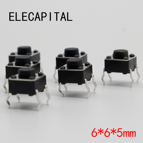 50pcs/lot 6x6x5MM 4PIN G90 Tactile Tact Push Button Micro Switch Direct Self-reset DIP Top Copper Free Shipping Russia ► Photo 1/6
