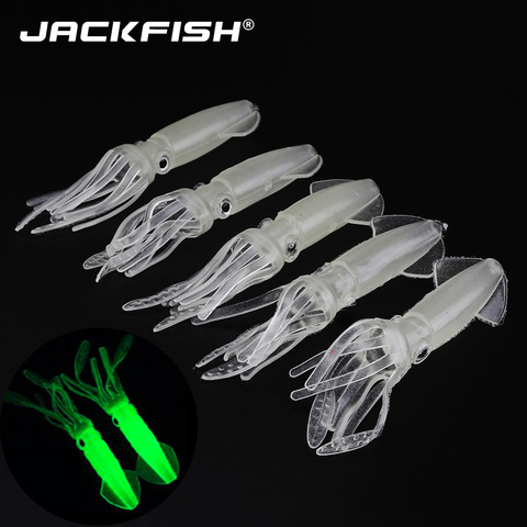 JACKFISH 5pcs/lot 11cm/10g Luminous soft bait big Squid baits Artificial Soft Fishing Lures fishing tackle for Night fishing ► Photo 1/6