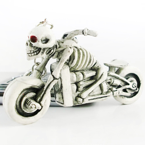 Novelty Skull Keychain Men Vintage Silver Rubber Devil Death Monster Pirate Trinket Motor Car Key Chain Ring Llaveros Gift ► Photo 1/6