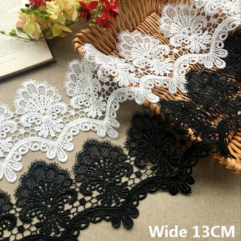 13CM Wide Vintage French Lace Fabric Water Soluble Embroidered Lace Ribbon Neckline Collar Sewing Applique DIY Crafts Trim Decor ► Photo 1/5