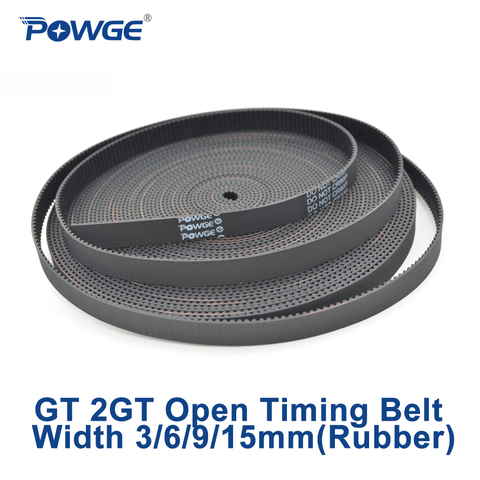 POWGE 2MGT 2M 2GT Open Synchronous Timing belt width 3/6/9/15mm Rubber Samll Backlash GT2 2GT-3/2GT-6/2GT-9/2GT-15mm 3D printer ► Photo 1/6