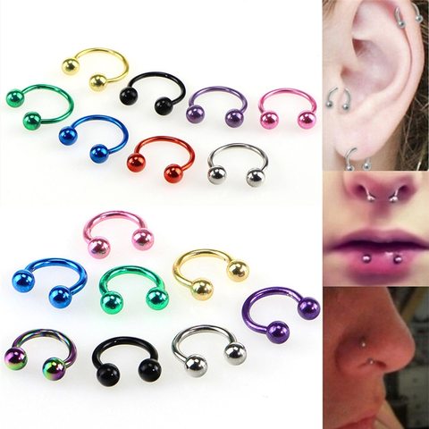 8PCS/lot Colorful Steel Horseshoe Nose Septum Rings Ear Rings Body Piercing Nariz Jewelry Piercng 3 Sizes Available 6/8/10 MM ► Photo 1/6