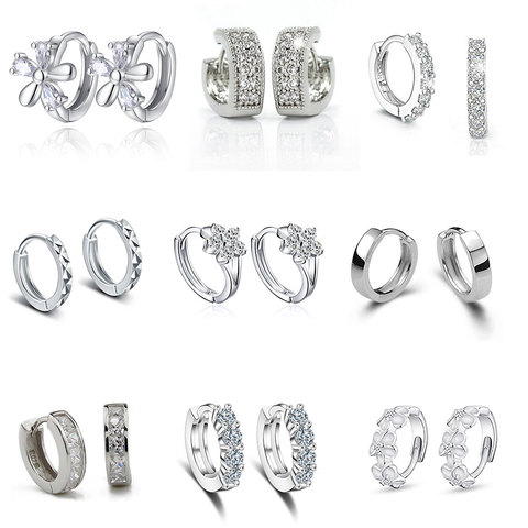 Luxury New 2022 Stud Earrings Crystal Zircon Row Silver Color Huggie Earrings For Women Female Brincos oorbellen ► Photo 1/6