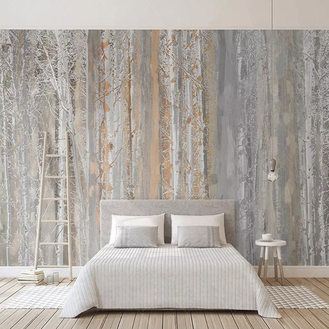 Custom Photo Wallpaper 3D Wood Texture Forest Oil Painting Style Murals Living Room Bedroom Background Wall Papers For Walls 3 D ► Photo 1/6