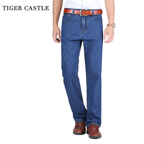 2022 Mens Classic Thin Summer Jeans Blue Male High Waist Denim Overalls 100% Cotton High Quality Brand Men Jean Pants Size 40 42 ► Photo 1/6