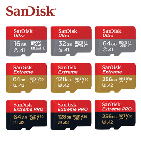 SanDisk Micro SD Card 16GB 32GB A1 MicroSDHC Memory Card 64GB 128GB 256GB 400GB MicroSDXC EXTREME PRO V30 U3 A2 4K UHD TF Cards ► Photo 1/6