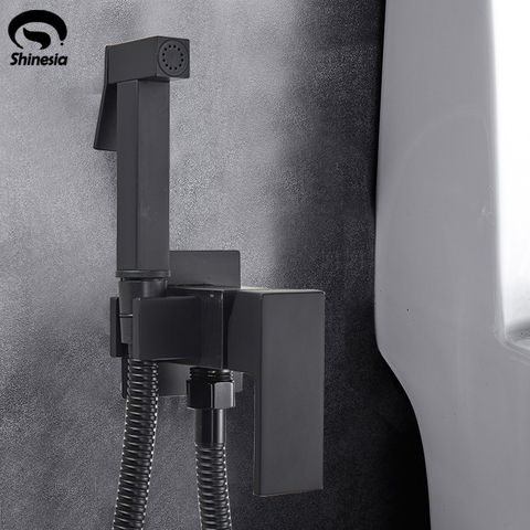 Shinesia Brass Shower Tap Bidet Faucet Washer Mixer Muslim Shower Ducha Higienica Cold&Hot Water Mixer Crane Square Shower Spray ► Photo 1/6