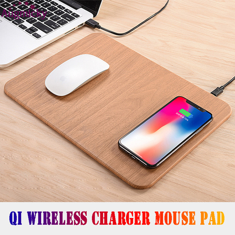 Mobile Phone Qi Wireless fast Charger Charging Mouse Pad Mat desktop PU Leather Mousepad for iPhone X/8 Plus Samsung S8 Note 8 ► Photo 1/6