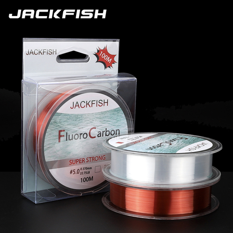 JACKFISH 100M Fluorocarbon fishing line 5-30LB Super strong brand Leader Line clear fly fishing line pesca ► Photo 1/6