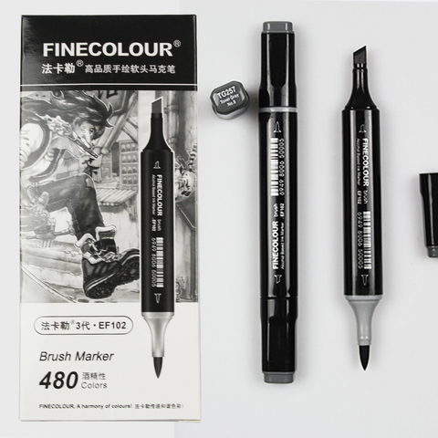 Finecolour EF102 Soft Brush Professional Sketch Double-Ended Alcohol Based Ink Gray Series 8 Colors Art Markers ► Photo 1/6