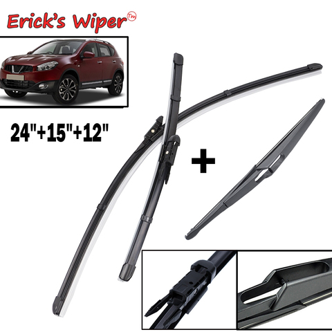 Erick's Wiper Front & Rear Wiper Blades Set For Nissan Qashqai J10 2006-2013 Windshield Windscreen Front Rear Window 24